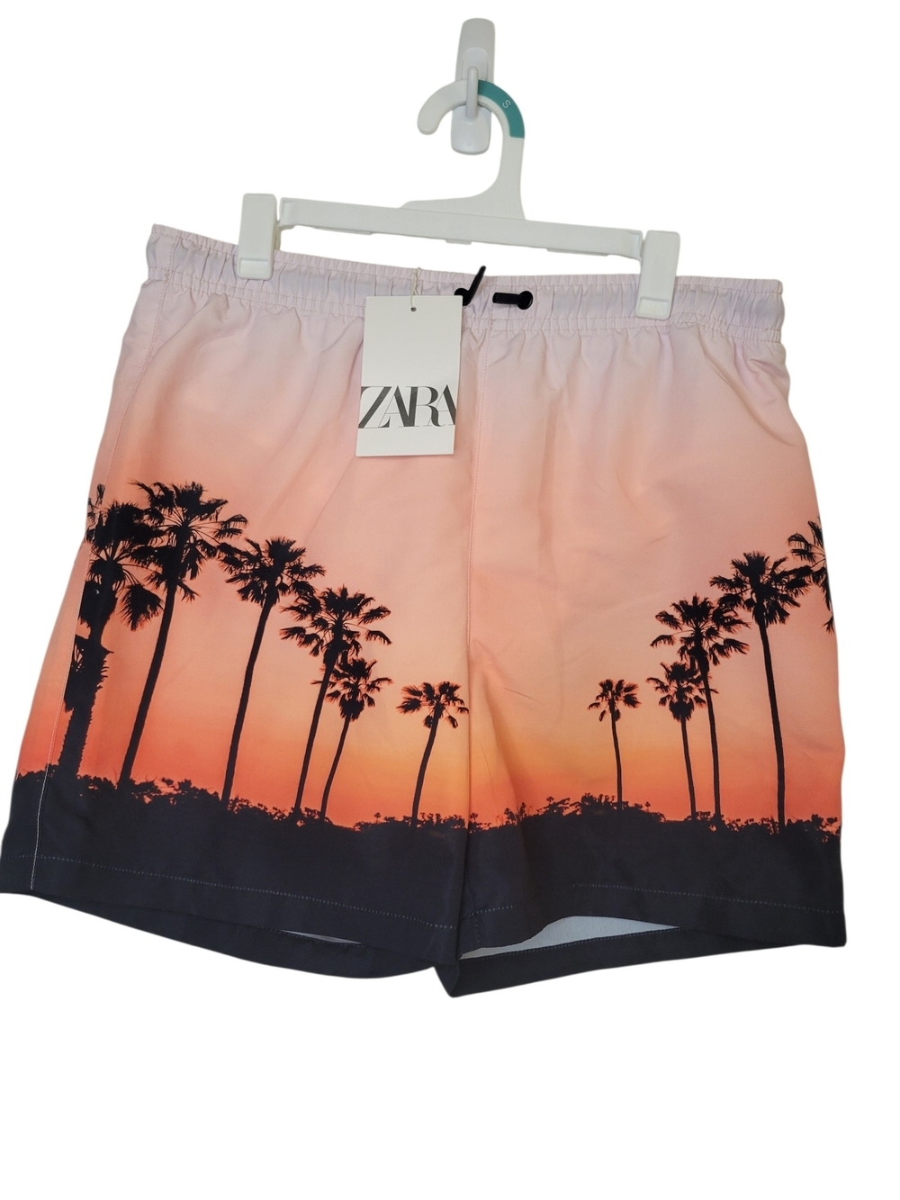 Zara Boy's Sunset Palm Print Swim Shorts - Peach/Black
